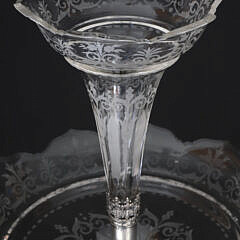 Etched Clear Glass and 800 Silver Epergne, circa 1920s