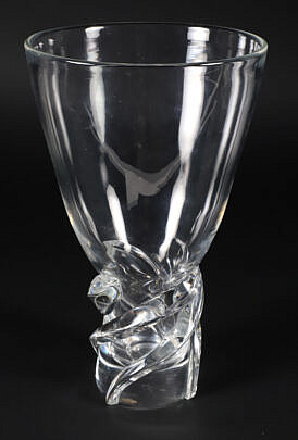 Signed Steuben Clear Crystal Whirpool Vase Designed By Donald Pollard 195