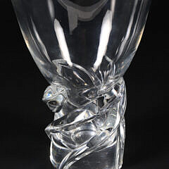 Signed Steuben Clear Crystal Whirpool Vase Designed By Donald Pollard, 1958