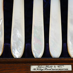 63 Piece Mother of Pearl Handled and Engraved Sheffield Silver Flatware Service
