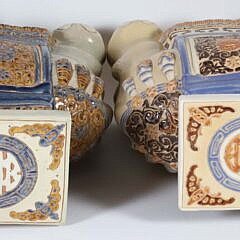 Vintage Pair of Ceramic Trumpeting Elephant Garden Stool End Tables