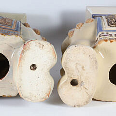 Vintage Pair of Ceramic Trumpeting Elephant Garden Stool End Tables