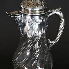 Antique French Louis XV Style Silver Mounted Crystal Wine Ewer, 19th Century