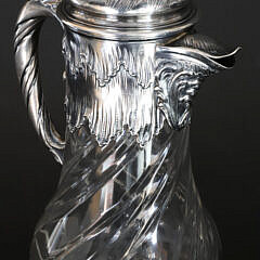 Antique French Louis XV Style Silver Mounted Crystal Wine Ewer, 19th Century