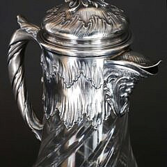 Antique French Louis XV Style Silver Mounted Crystal Wine Ewer, 19th Century