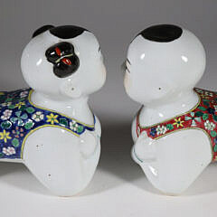 Pair of Antique Chinese Figural Porcelain Pillows