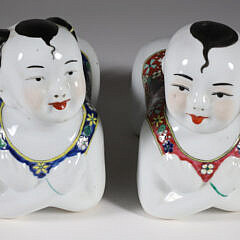 Pair of Antique Chinese Figural Porcelain Pillows