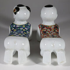 Pair of Antique Chinese Figural Porcelain Pillows