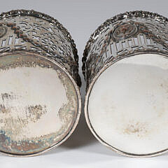 Pair of Antique English Silver Plated Pierced and Repousse Wine Coasters, 19th Century