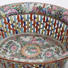 Rose Medallion Pierced Fruit or Chestnut Basket, late 19th Century