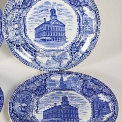 Set of Eight Historic Staffordshire Blue and White Plates