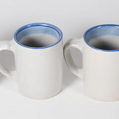 Set of Eight M.A. Hadley Hand Painted Ceramic Coffee Mugs