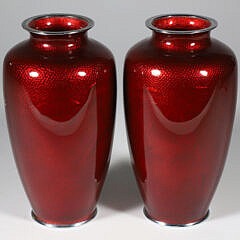 Pair of Japanese Akasuke Ginbari – Jippo Cloisonne Vases