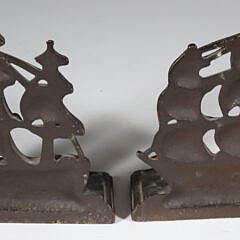 Pair of Vintage Polychromed Iron Bookends of the Ship “Victory”