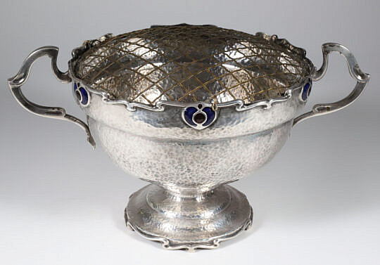 Antique Sheffield Hand Hammered Pedestal Bowl