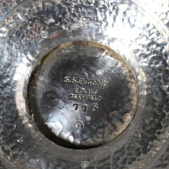 Antique Sheffield “Art Nouveau” Hand Hammered Pedestal Rose Bowl with Flower Frog