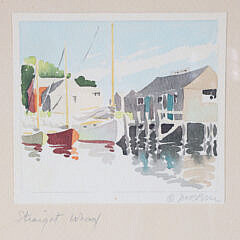 Two Doris and Richard Beer Watercolors on Paper “Old South Wharf” and “Straight Wharf”
