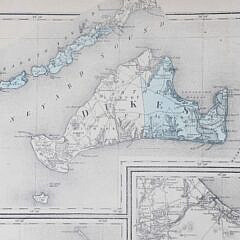 1860 Map of Barnstable and Dukes County Including Cape Cod, Martha’s Vineyard and Nantucket