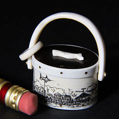 Al Doucette Carved Bone and Scrimshaw Miniature Ditty Box Charm Pendant
