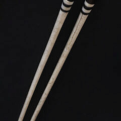 Pair of Antique Whalebone and Baleen Banded Clenched Fist and Cuff Knitting Needles, 19th Century