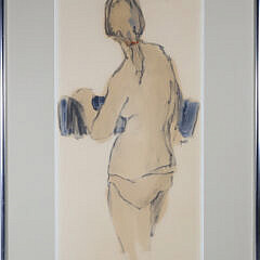 Roy Bailey Pencil and Gouache "Standing Lady"
