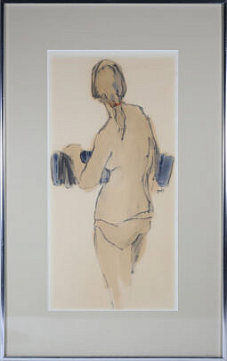 Roy Bailey Pencil and Gouache "Standing Lady"