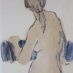 Roy Bailey Pencil and Gouache “Standing Lady”