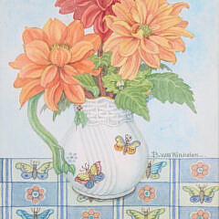 Barbara Van Winkelen Watercolor on Paper “Floral Still Life”