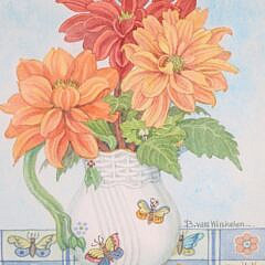 Barbara Van Winkelen Watercolor on Paper “Floral Still Life”