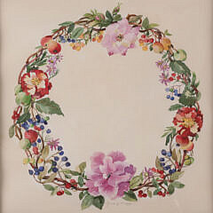 Gina P. Clapp Watercolor on Paper “Floral Wreath”