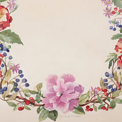 Gina P. Clapp Watercolor on Paper “Floral Wreath”