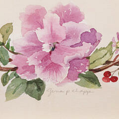 Gina P. Clapp Watercolor on Paper “Floral Wreath”