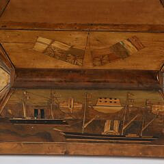 Canted Exotic Wood Burl Veneer and Inlaid Trinity Box, 19th Century