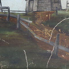 1910s Oil on Artist Board “View of the Old Mill Nantucket”