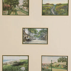 Five Vintage Nantucket Postcards Matted and Framed