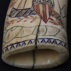 Polychromed Scrimshaw Whale Tooth “Frigate St. Lawarence 1861”, 19th Century