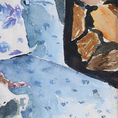 Virginia Bailey Watercolor on Paper “Blue Chair”