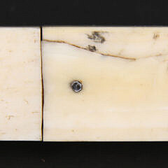 Rare Nantucket Whalebone and Abalone Measuring Stick Belonging to Abigail Butts (1747-1790)