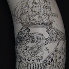 Scrimshaw Whale Tooth “Lady Liberty”, 19th Century