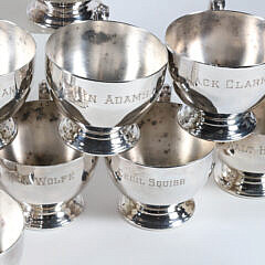 Silver Plated Punch Bowl and 16 Engraved Cups