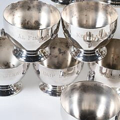 Silver Plated Punch Bowl and 16 Engraved Cups