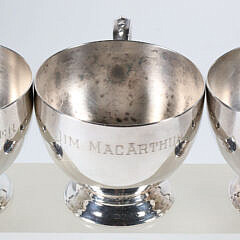 Silver Plated Punch Bowl and 16 Engraved Cups