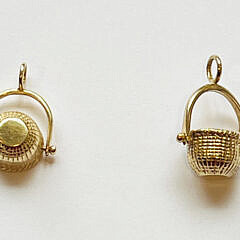 Two 14K Yellow Gold Miniature Nantucket Basket Pendants