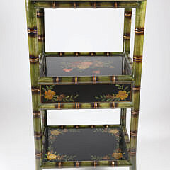 Contemporary Three Tier Faux Bamboo Paint Decorated Etagere