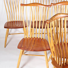 Set of Eight Signed Stephen Swift Cherry and Ash Pomfret Dining Chairs, circa 2003