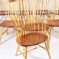 Set of Eight Signed Stephen Swift Cherry and Ash Pomfret Dining Chairs, circa 2003
