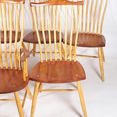 Set of Eight Signed Stephen Swift Cherry and Ash Pomfret Dining Chairs, circa 2003