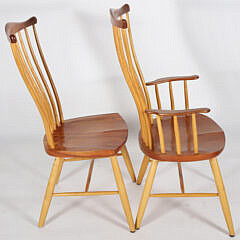 Set of Eight Signed Stephen Swift Cherry and Ash Pomfret Dining Chairs, circa 2003