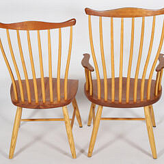 Set of Eight Signed Stephen Swift Cherry and Ash Pomfret Dining Chairs, circa 2003