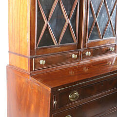 American Federal Inlaid Mahogany Secretary Bookcase, 19th Century